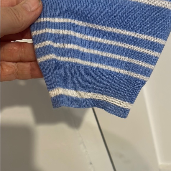 J. Crew Sky Blue and Cream Cashmere Striped Sweater - Picture 4 of 5